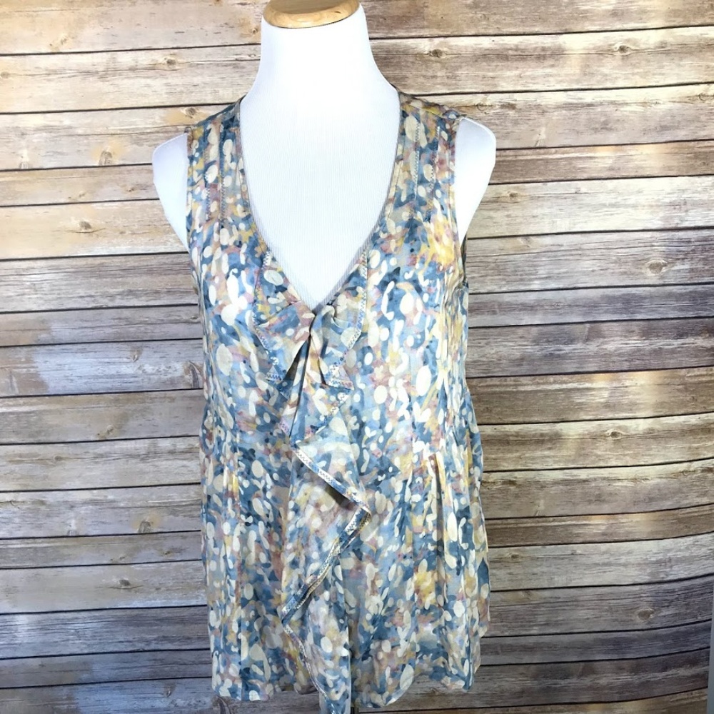 Edme and Esyllte Watercolor Ruffle Top